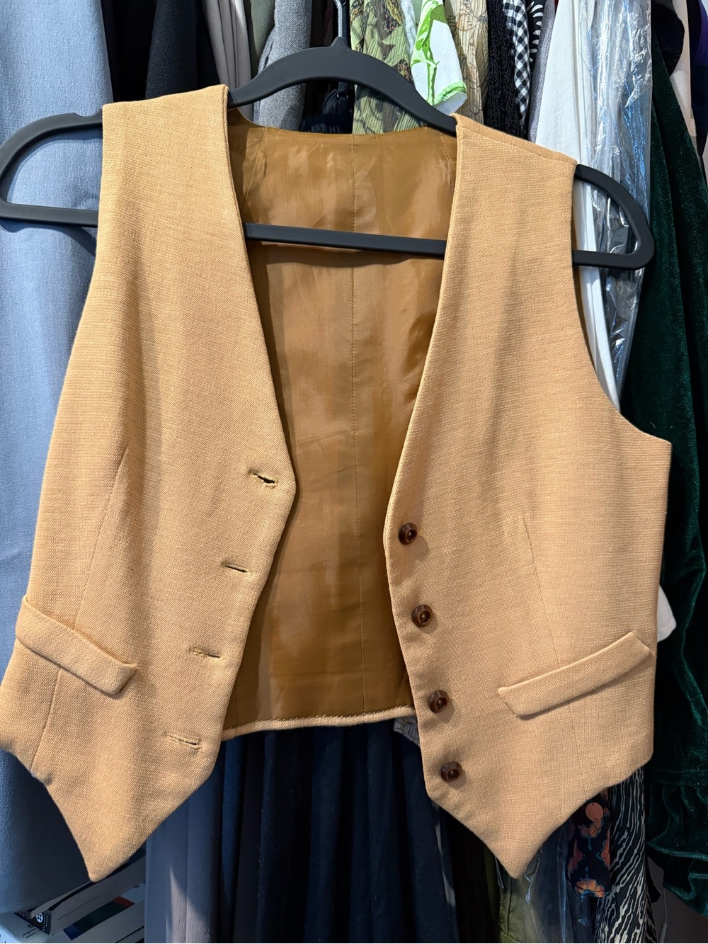 Womens Fitted Tan Vest Jacket